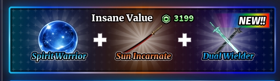 Spirit Warrior + Sun Incarnate + Dual Wielder